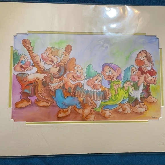 DISNEY Authentic Rare Seven Dwarfs Sing Painting by Randy Noble Disney Parks NWT - Picture 2 of 4